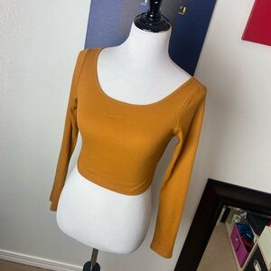 Burnt Orange Long Sleeve Crop Top